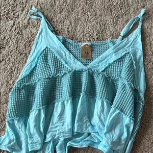 Women's boutique Light Blue Textured Tank